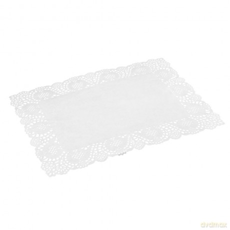 Komplet 8 Serwetek Prostokątnych Papierowych Pod Ciasto 40x30 cm Biały