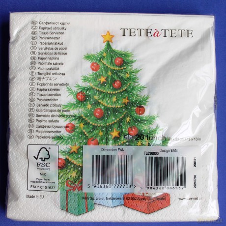 Komplet 20 Serwetek Papierowych 33x33cm Bn (Tl836000)