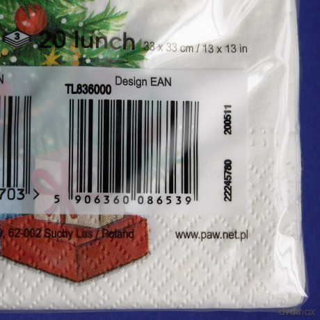 Komplet 20 Serwetek Papierowych 33x33cm Bn (Tl836000)
