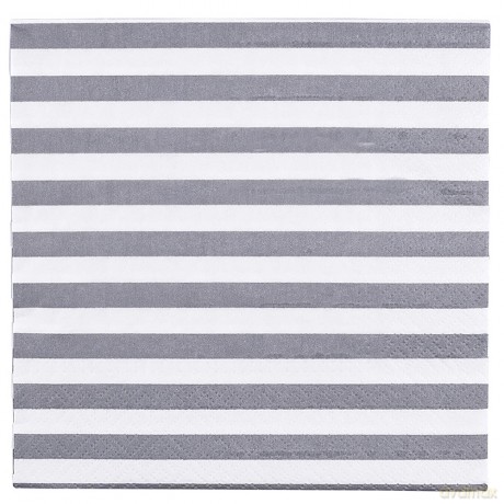 Komplet 20 Serwetek Papierowych 33x33cm Szare Pasy (Tl201300) R