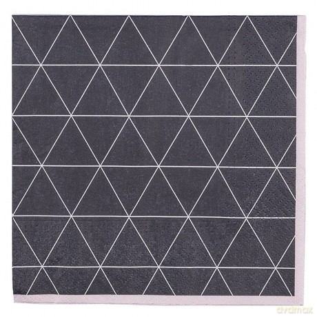 Komplet 20 Serwetek Papierowych 33x33cm Trójkąty Szare (Tl203400) R