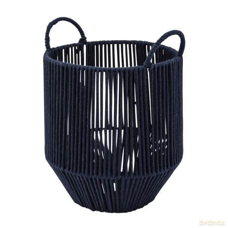 Kosz Pleciony z Uchwytami 26x26x31cm Granatowy