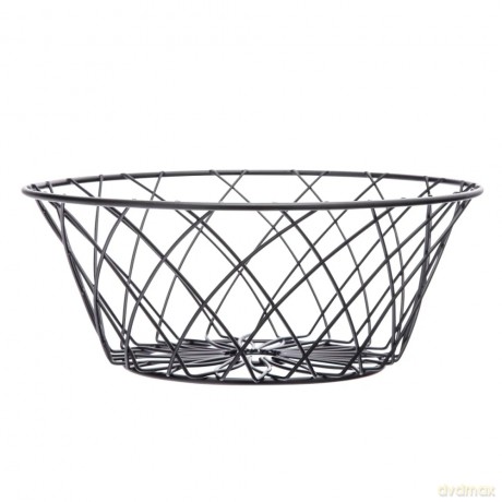 Koszyk Na Owoce Metalowy Okragły 25x10 cm Czarny Dek. Kwiat