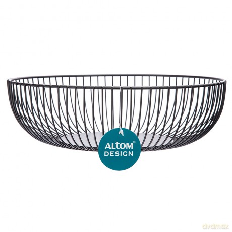 Koszyk Na Owoce Metalowy Okragły 28x8,5 cm Czarny