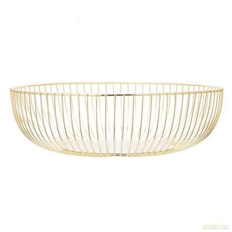 Koszyk Na Owoce Metalowy Okragły 28x9 cm Złoty