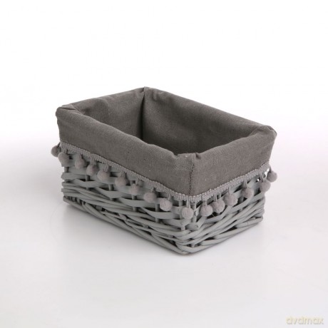 Koszyk Szary z Pomponami 24x16x11cm
