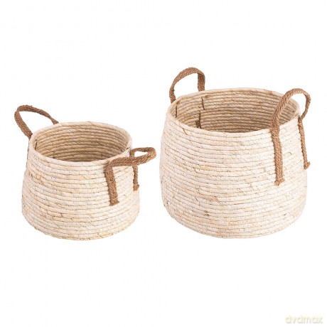 Koszyki Słomkowe Plecione Komplet 2 Szt. 26x33x24 cm 21x26x17,5 cm
