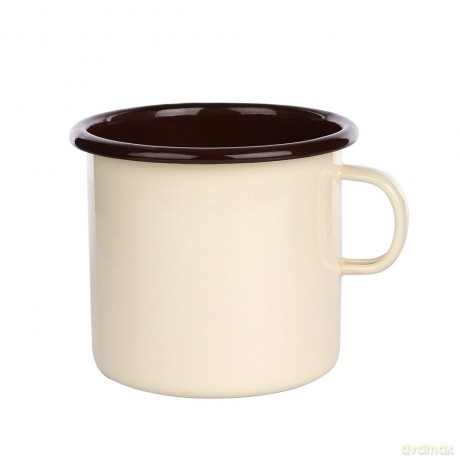 Kubek Emaliowany 0,45l Śr.9cm Wys.9cm Krem/ Ciemny Środek