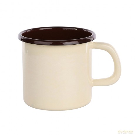 Kubek Emaliowany 0,45l Śr.9cm Wys.9cm Krem/ Ciemny Środek