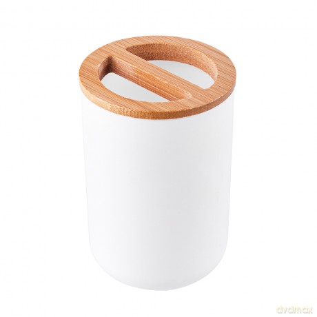 Kubek Na Szcztoteczki Plastikowy Z Bambusem 7x7x10,5 cm (Łazienka)