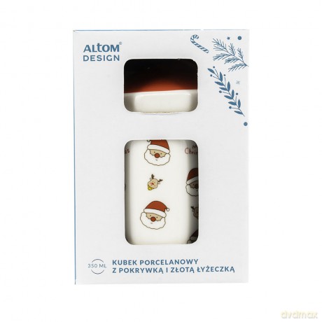 Kubek Prosty Nbc 350 Ml Z Pokrywką I Złotą Łyżeczką Dek. A Color Box