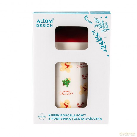 Kubek Prosty Nbc 350 Ml Z Pokrywką I Złotą Łyżeczką Dek. B Color Box