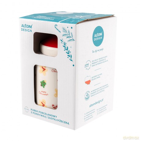 Kubek Prosty Nbc 350 Ml Z Pokrywką I Złotą Łyżeczką Dek. B Color Box