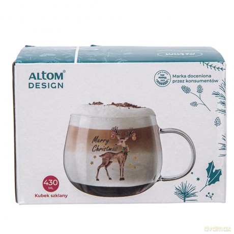 Kubek Szklany 430ml Dek Renifer (Color Box)