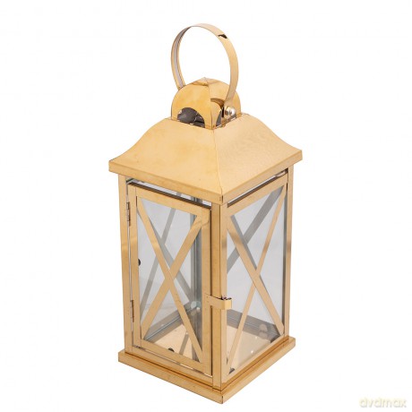 Latarenka Metalowa 16x16x40 cm Złota