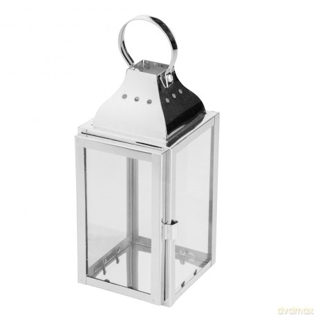 Latarenka Metalowa 9x9x20 cm Srebrna