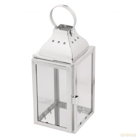 Latarenka Metalowa 9x9x20 cm Srebrna