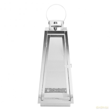 Latarenka Metalowa Stożkowa 17x16x38,5 cm Srebrna