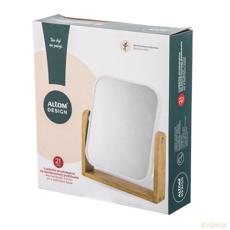 Lusterko Prostokątne Na Podstawie Plastik + Bambus 18x4,5x21 cm Białe (Łazienka)