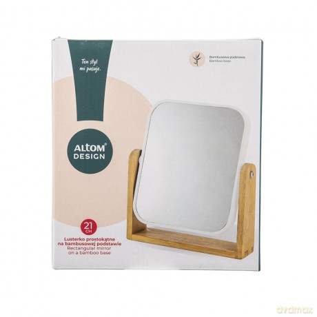 Lusterko Prostokątne Na Podstawie Plastik + Bambus 18x4,5x21 cm Białe (Łazienka)