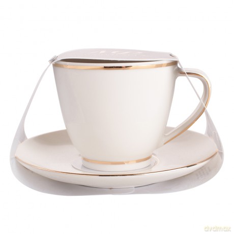 Mariapaula Ecru Nova Złota Linia Filiżanka 250ml Ze Spodkiem 15cm w Opasce