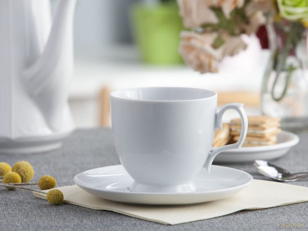 Mariapaula Klasyka Biała Filiżanka Cappuccino 350ml /Spodek 17cm w Opasce