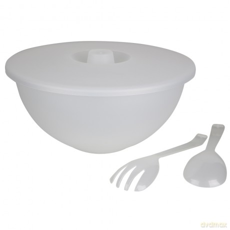 Miska Weekend z Pokrywą I Łyżkami Do Sałaty 26cm 3,6l Biały (041)