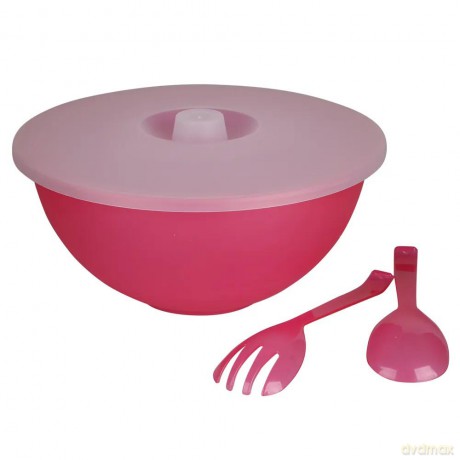 Miska Weekend z Pokrywą I Łyżkami Do Sałaty 26cm 3,6l Czerwony (041)