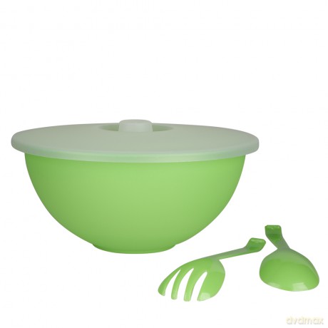 Miska Weekend z Pokrywą I Łyżkami Do Sałaty 26cm 3,6l Zielony (041)