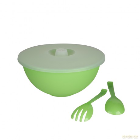 Miska Weekend z Pokrywą I Łyżkami Do Sałaty 26cm 3,6l Zielony (041)