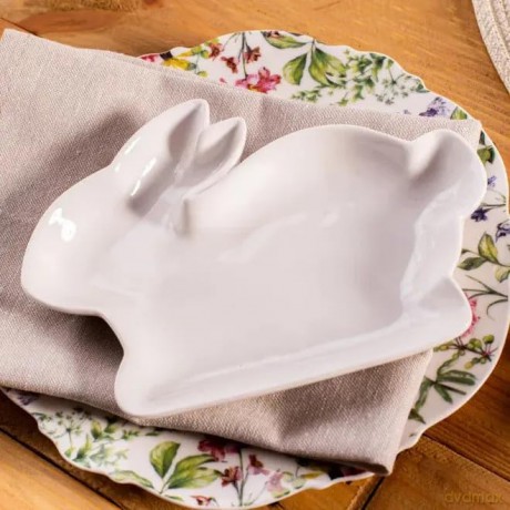Naczynie Zajączek 17,5x12x2,5 cm Porcelana Kremowa