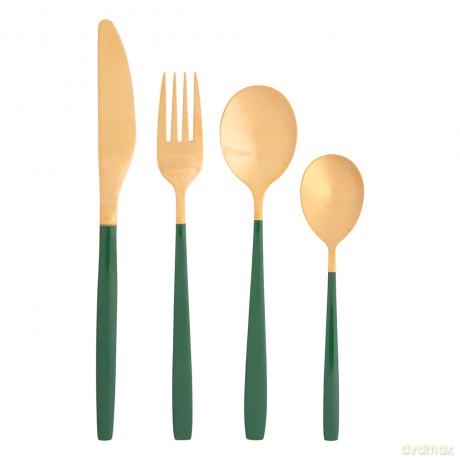 Noble Gold Green Sztućce Komplet 24 Szt. w Pudełku Flok
