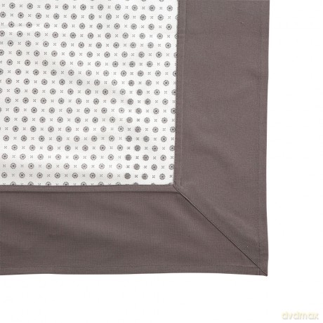 Obrus 80x80 cm Biały z Dekoracją Szara Rozeta, Obszycie Szare