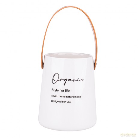 Organic Naczynie Porcelanowe Wysokie Ze Skórzaną Rączką 12x14 cm