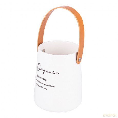 Organic Naczynie Porcelanowe Wysokie Ze Skórzaną Rączką 12x14 cm