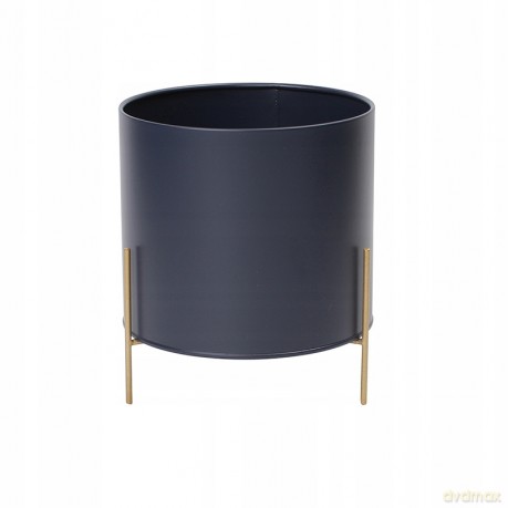 Osłonka Metalowa Granatowa Śr. 20 Wys.10cm Na Złotej Podstawce