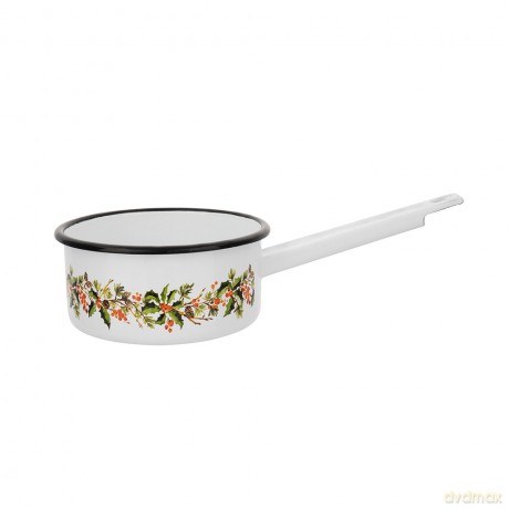 Ostrokrzew Rondel Emaliowany z Trzonkiem 1,0l 14cm Biały