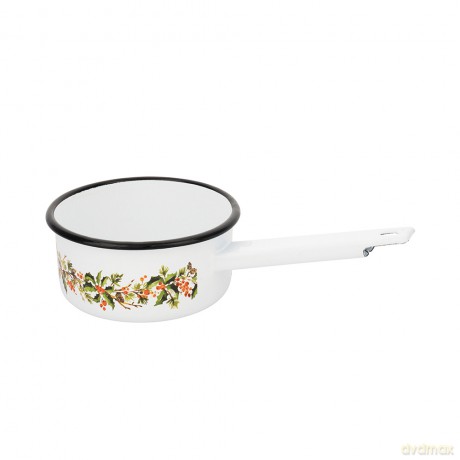 Ostrokrzew Rondel Emaliowany z Trzonkiem 1,0l 14cm Biały