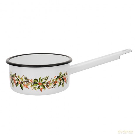 Ostrokrzew Rondel Emaliowany z Trzonkiem 1,0l 14cm Biały
