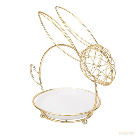 Patera Ceramiczna z Metalowym Stojakiem Zając 18x11x17 cm (Color Box)