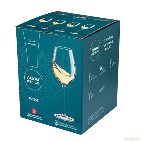 Plisse Kpl.4 Kieliszków Wino 380ml