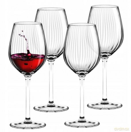 Plisse Kpl.4 Kieliszków Wino Czerwone 500ml