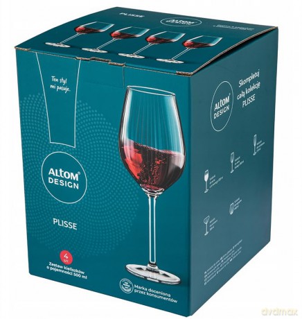 Plisse Kpl.4 Kieliszków Wino Czerwone 500ml