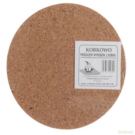 Podkładka Pod Garnek Śr.24,5cm Gr.7mm Korek Naturalny