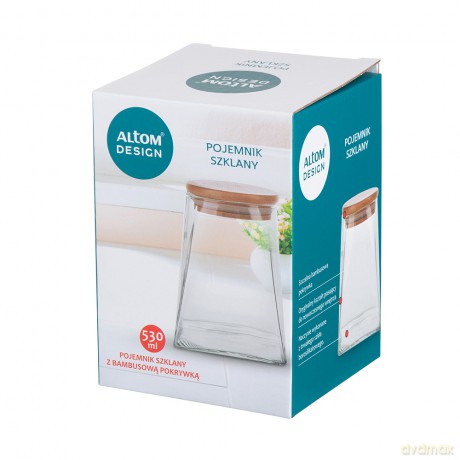 Pojemnik Borosilikat z Bambusową Pokrywką 530ml (Color Box)