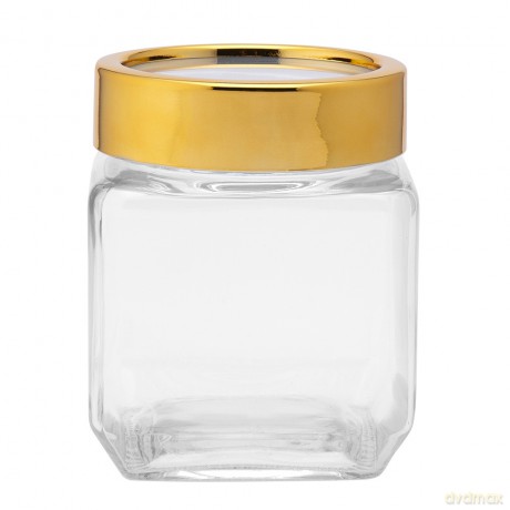 Pojemnik Kwadratowy Ze Złotą Pokrywką 500ml