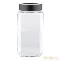 Pojemnik Szklany Kwadratowy z Pokrywką 1,0l Czarny