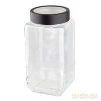 Pojemnik Szklany Kwadratowy z Pokrywką 1,0l Czarny