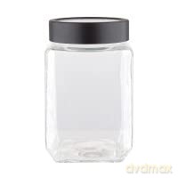 Pojemnik Szklany Kwadratowy z Pokrywką 700ml Czarny