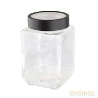Pojemnik Szklany Kwadratowy z Pokrywką 700ml Czarny